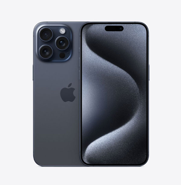 Ảnh mặt trước và mặt sau với sắc xanh nổi bật của iPhone 15 Pro Max Titan Xanh